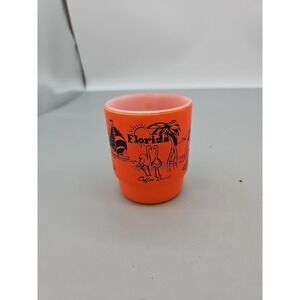 Vintage Anchor Glass Orange Coffee Break Mug Cup Souvenir Florida tapered retro